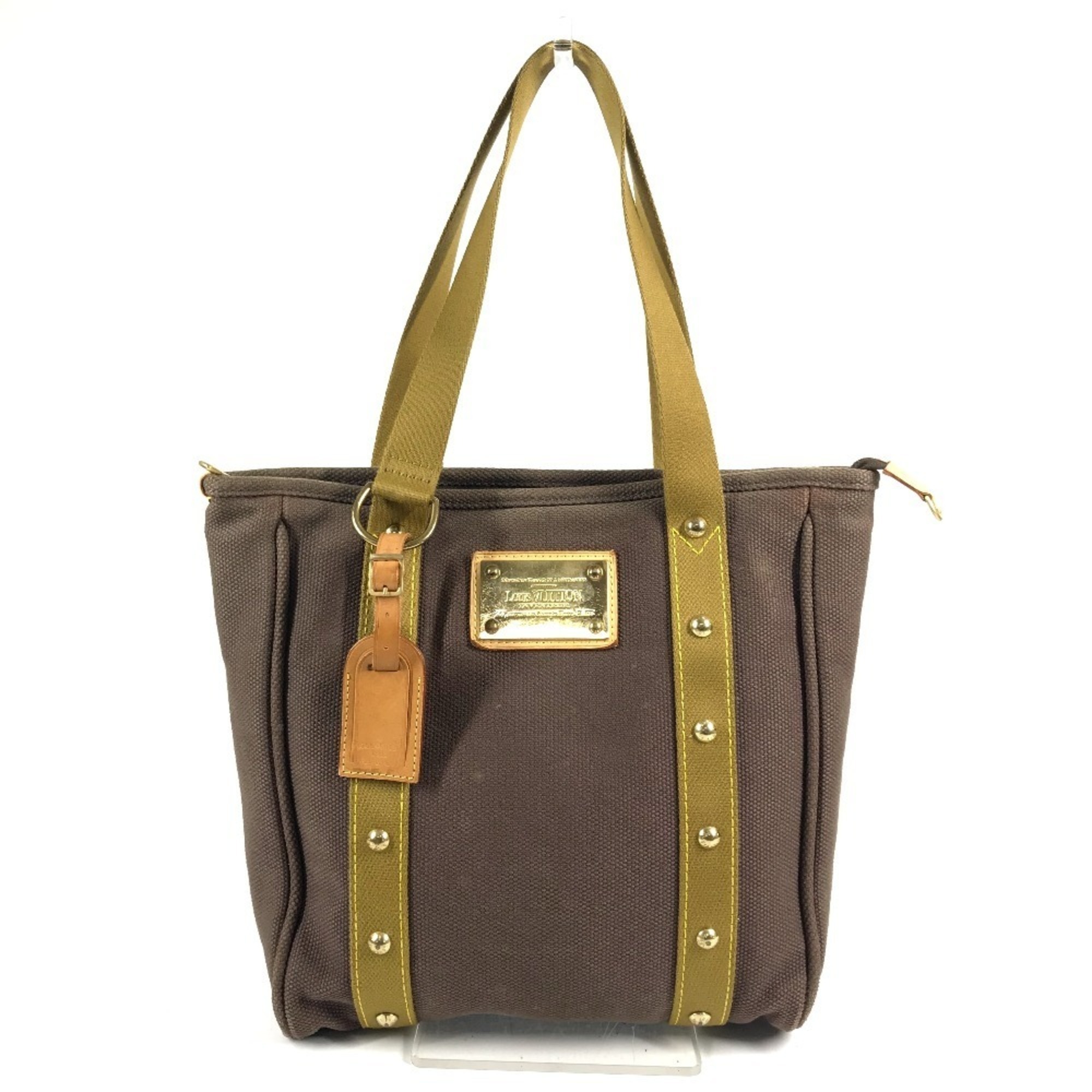Louis Vuitton M40086 Antigua Cabas Mm Tote Bag, Shoulder Leather And Canvas, ...